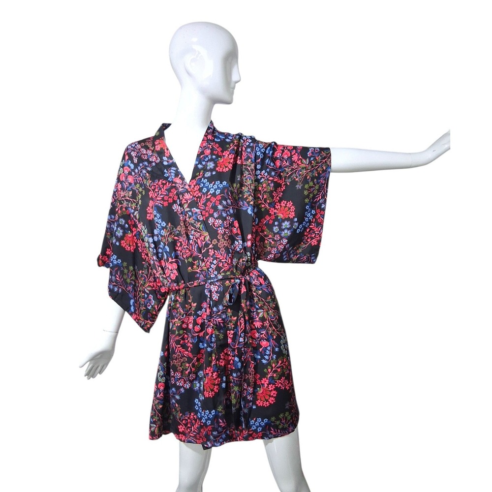 Josie Natori Whimsy Floral Womens sz Large Kimono Robe Sleep Romantic Lounge Spa